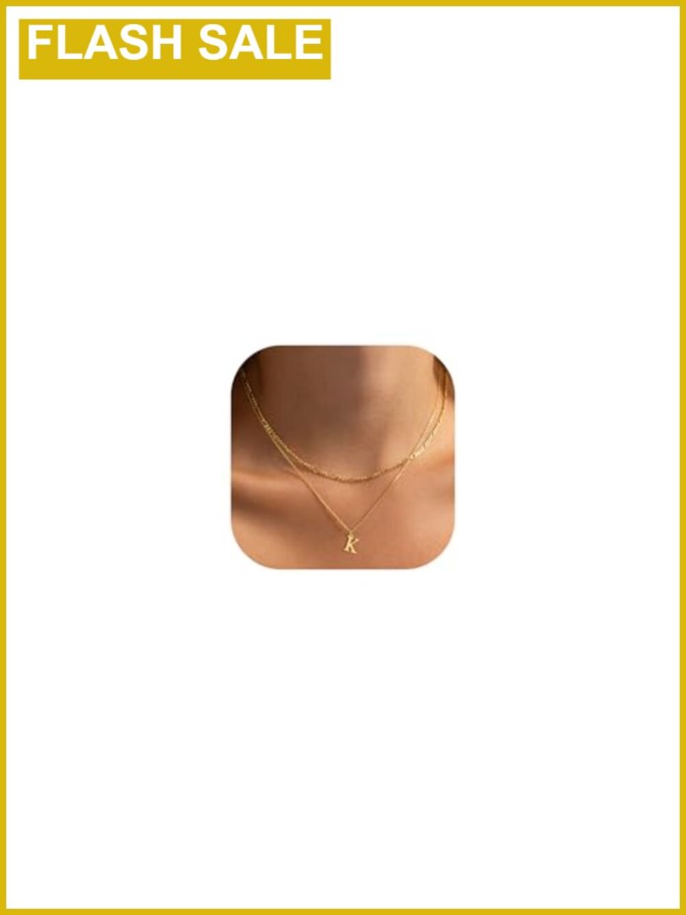 Initial Necklaces Dainty Gold Plated Layered Letter Pendant 14k Figaro Chain